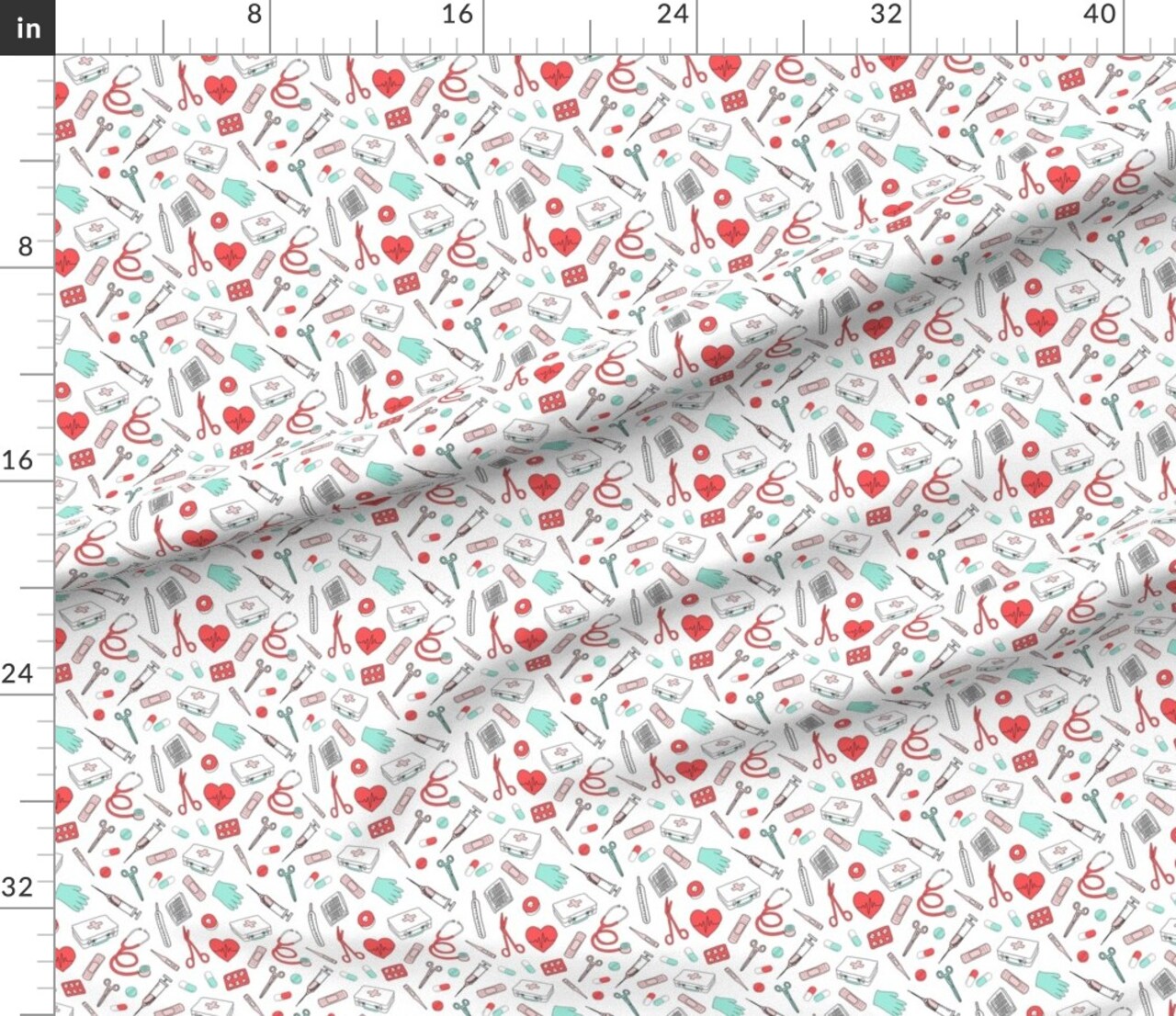 Various Fabrics by the Yard or Fat Quarter White First Aid Medicine Doctor Nurse Professionals Nurses Health Healthcare Worker Scrubs Custom Printed Fabric by Spoonflower